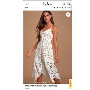 Lulu’s One Wish White Lace Midi Dress - S